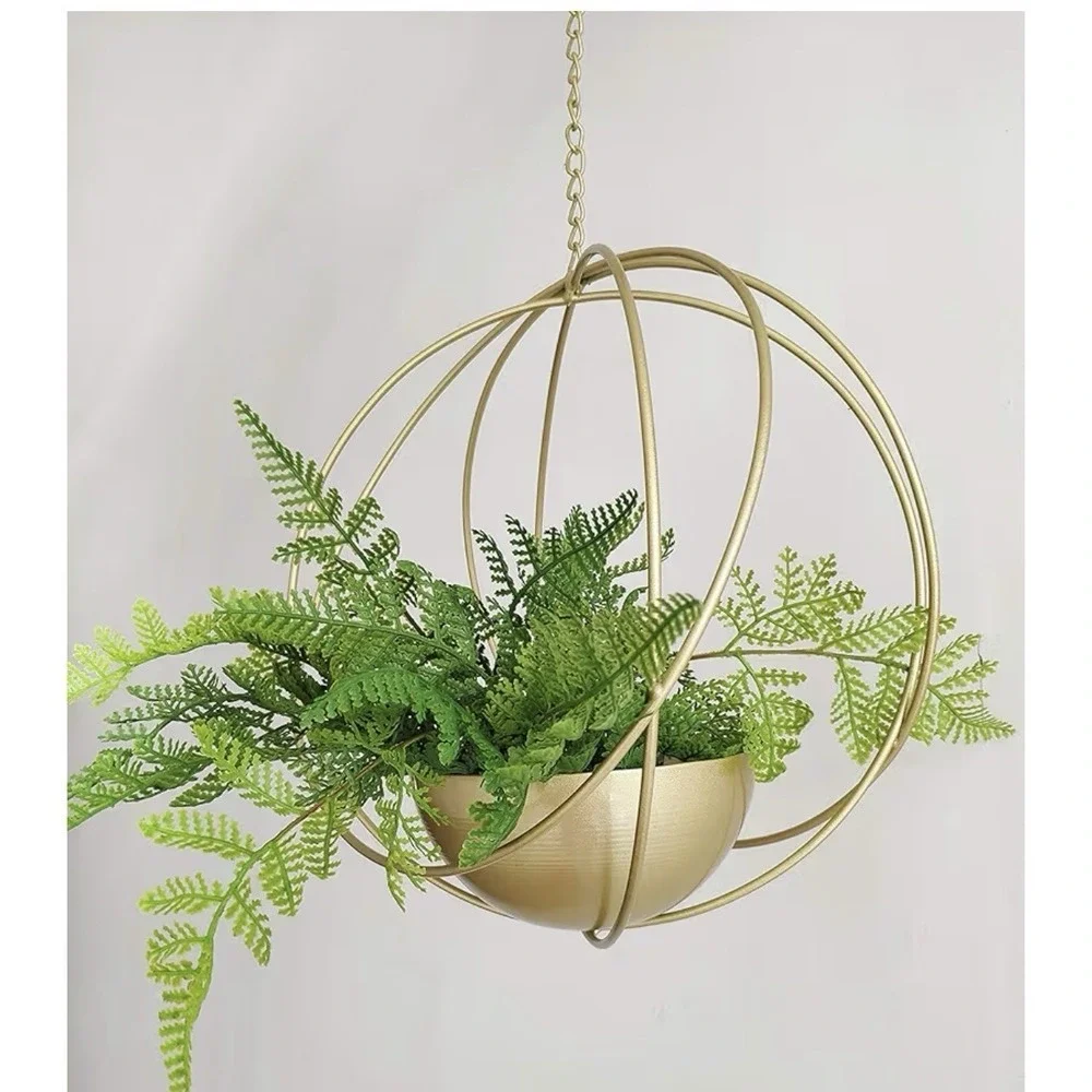 Boho Gold Metal Plant Hanger,Metal Geometric Hanging Planter, Modern Planter